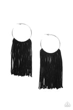 Load image into Gallery viewer, Flauntable Fringe Paparazzi Hoop Earring - Black
