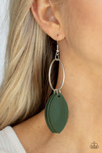 Load image into Gallery viewer, Leafy Laguna Paparazzi Leather Earring - Green
