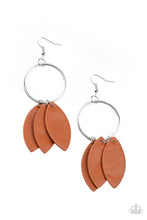 Load image into Gallery viewer, Leafy Laguna Paparazzi Leather Earring - Brown
