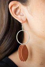 Load image into Gallery viewer, Leafy Laguna Paparazzi Leather Earring - Brown
