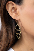 Load image into Gallery viewer, Glamorously Geometric Paparazzi Earring - Brass
