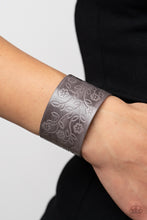 Load image into Gallery viewer, Rosy Wrap Up Paparazzi Leather Urban Flower Bracelet  - Silver
