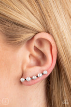 Load image into Gallery viewer, Drop-Top Attitude Paparazzi Ear Crawler Earring - White - Pearl
