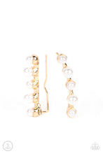 Load image into Gallery viewer, Drop-Top Attitude Paparazzi Ear Crawler Earring - Gold - Pearl
