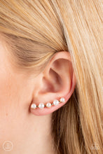 Load image into Gallery viewer, Drop-Top Attitude Paparazzi Ear Crawler Earring - Gold - Pearl
